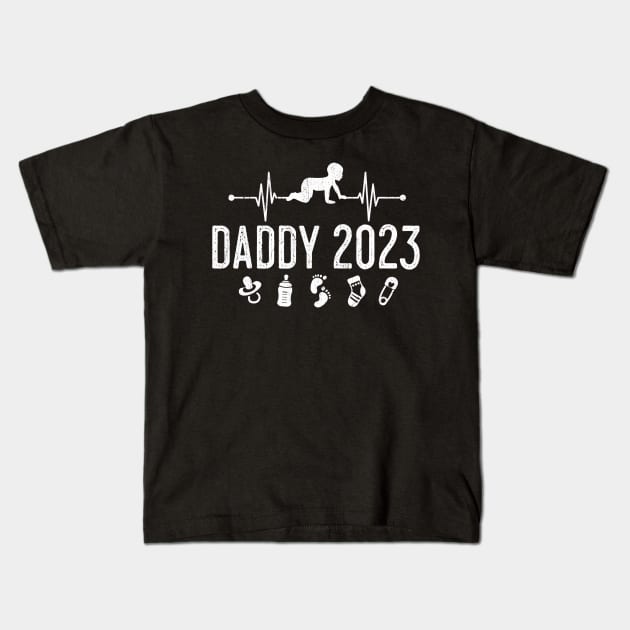 First Time Dad Promoted to Daddy Est 2023 Kids T-Shirt by Tianna Bahringer